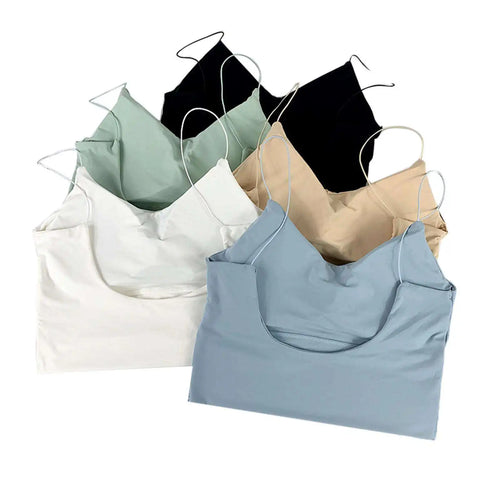 1pc Women Sexy Solid Color Camisole Ice Silk Tube Seamless Sports Tank